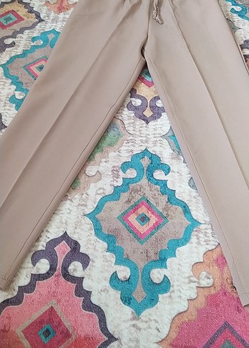 Bej Kadın Kumaş Pantolon Pilili Regular Fit - Görsel 2