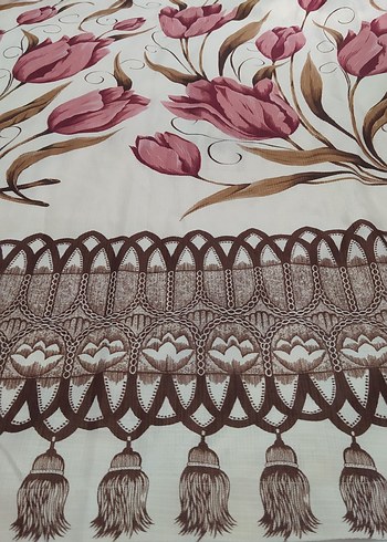 Bordo Baskılı Amerikan vintage Geleneksel Perde - Görsel 2