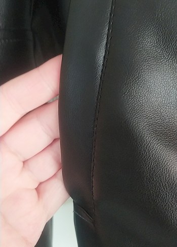 Düğmeli Siyah Deri Erkek Ceket - Görsel 6