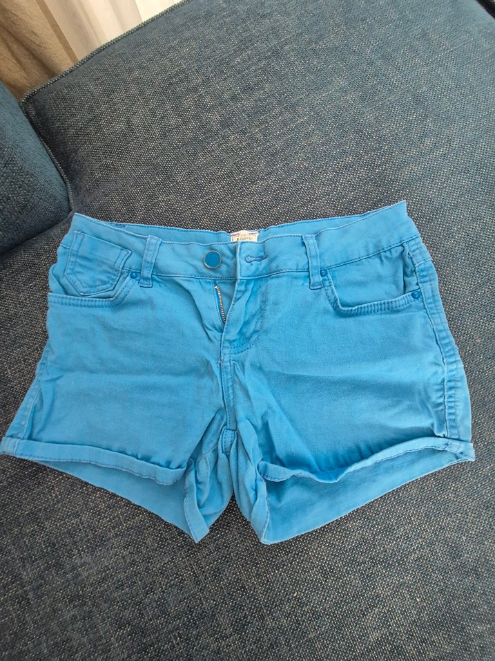 Düğmeli Mavi Mini Denim Şort - Görsel 2