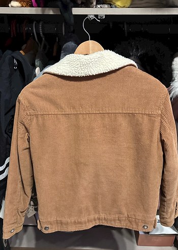 Kahverengi Kadife Kadın Ceket Kürklü - Görsel 2