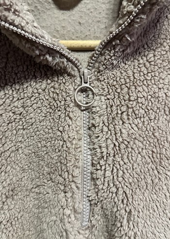 Bej Suni Kürklü Kadın Sweatshirt - Görsel 2