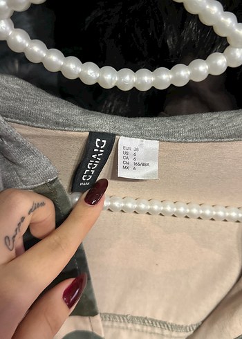 Gri Kamuflaj Düğmeli Kadın Ceket - Görsel 2