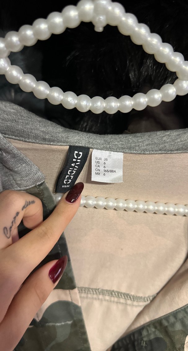 Gri Kamuflaj Düğmeli Kadın Ceket - Görsel 2