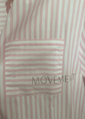 Pembe Çizgili Uzun Kollu Midi Kadın Gömlek - Görsel 4
