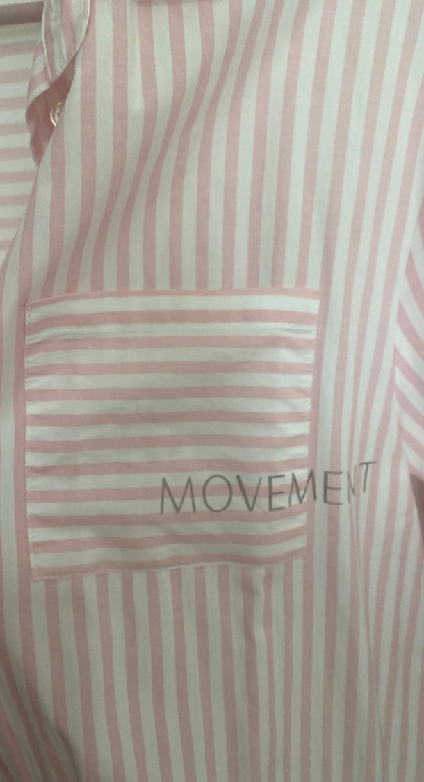 Pembe Çizgili Uzun Kollu Midi Kadın Gömlek - Görsel 4