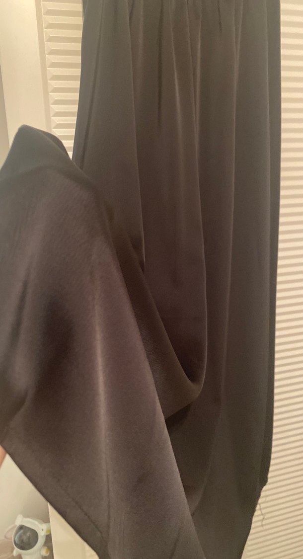 Siyah saten Uzun Kadın Etek - Görsel 4