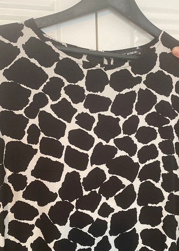 Uzun Siyah Zebra Desenli Kadın Elbise - Görsel 2