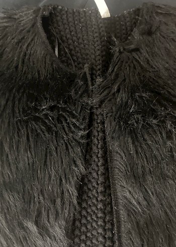 Siyah Kadın Kürk Detaylı yelek - Görsel 2