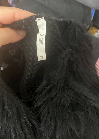 Siyah Kadın Kürk Detaylı yelek - Görsel 3