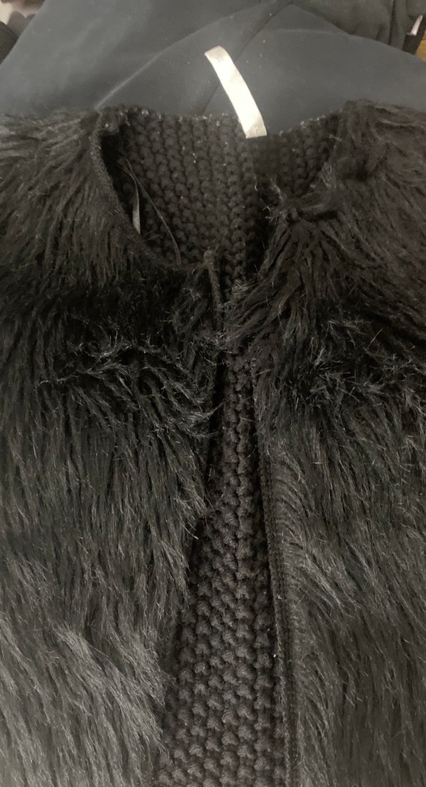 Siyah Kadın Kürk Detaylı yelek - Görsel 2