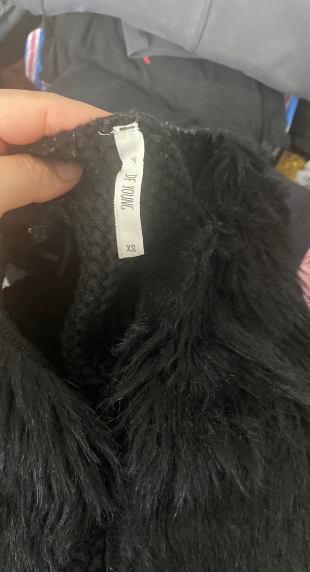 Siyah Kadın Kürk Detaylı yelek - Görsel 3