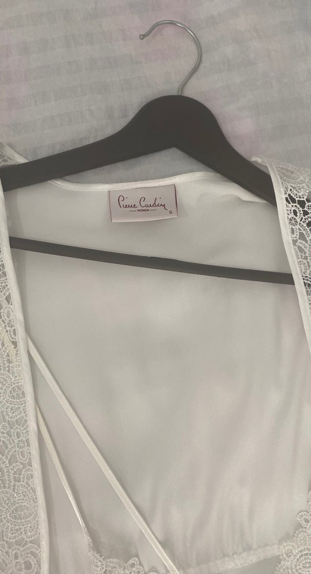 Uzun Beyaz Dantelli Bohem Kadın Pijama Takımı - Görsel 2