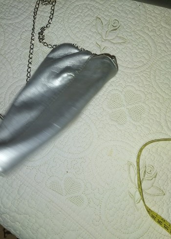 Gri Deri Kadın Çantası Metal Tokalı - Görsel 5