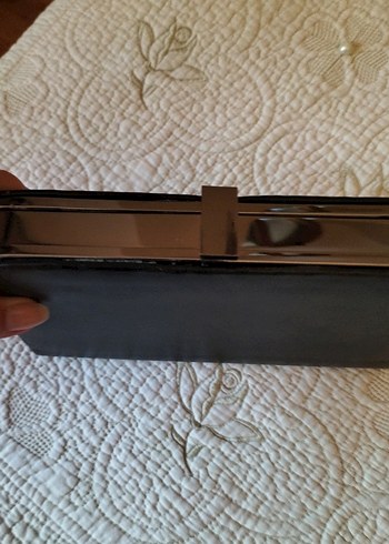 Siyah Süet Fermuarlı Kadın Portföy Çanta - Görsel 2