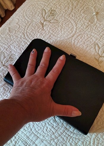 Siyah Süet Fermuarlı Kadın Portföy Çanta - Görsel 4