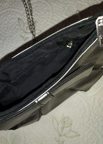 Gri Deri Zincir Askılı Kadın Çanta - Görsel 6