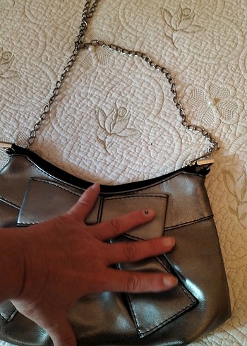 Gri Deri Zincir Askılı Kadın Çanta - Görsel 3