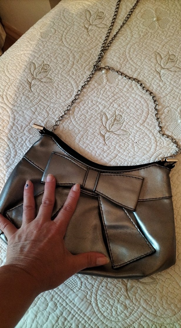 Gri Deri Zincir Askılı Kadın Çanta - Görsel 2