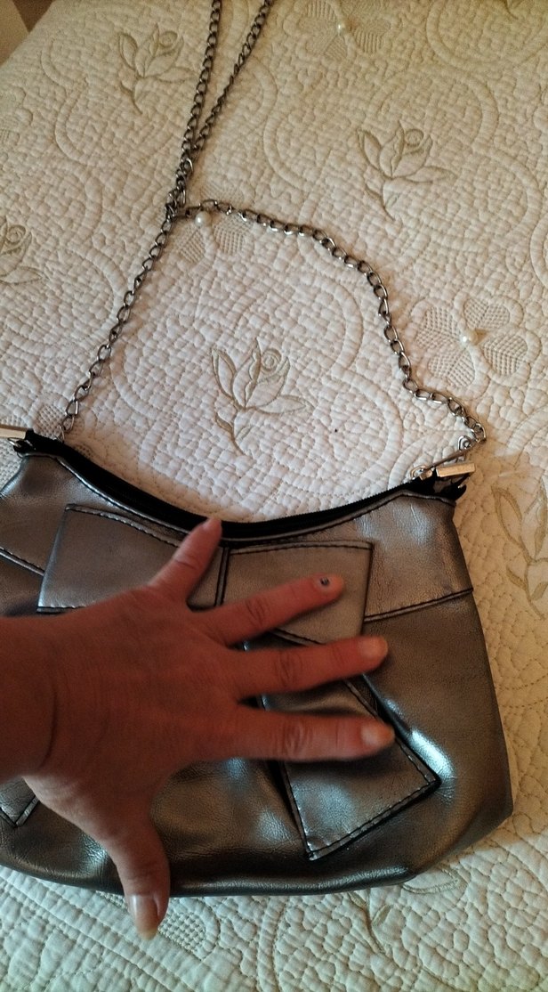 Gri Deri Zincir Askılı Kadın Çanta - Görsel 3