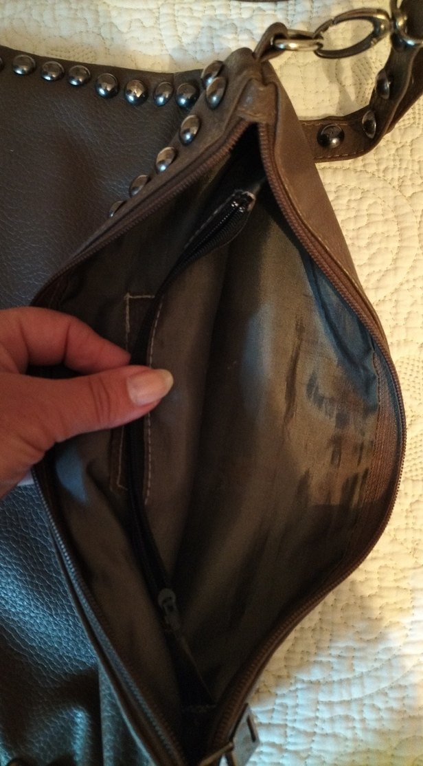 Kahverengi Deri Zımbalı Kadın Çanta - Görsel 5