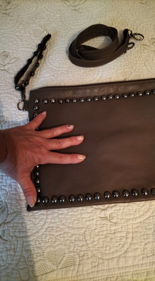 Kahverengi Deri Zımbalı Kadın Çanta - Görsel 3