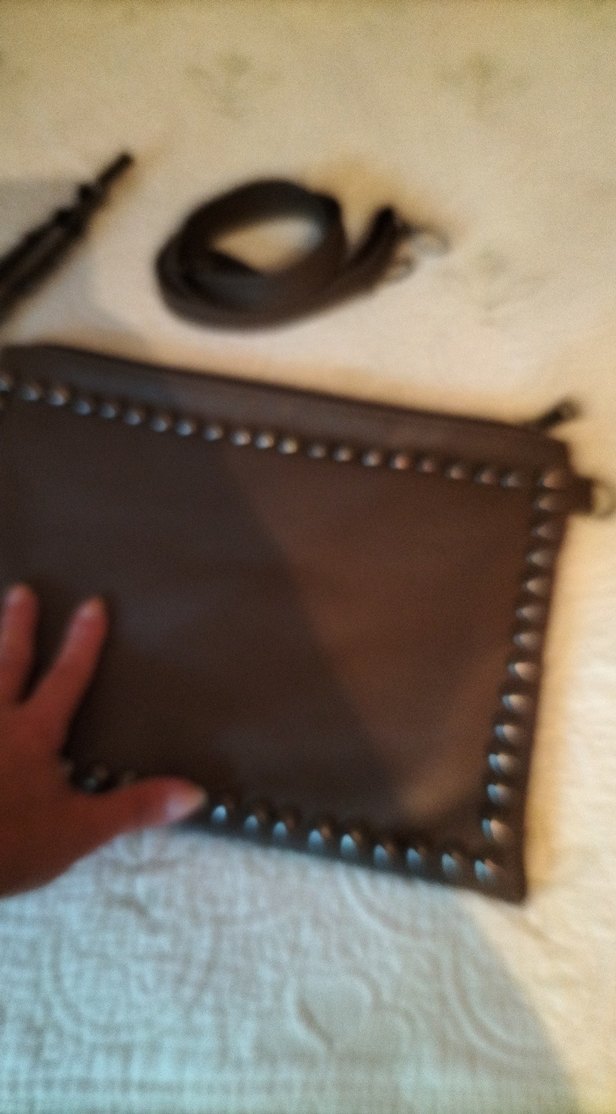 Kahverengi Deri Zımbalı Kadın Çanta - Görsel 2