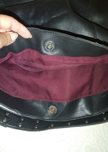 Kemerli Siyah Deri Midi kol Cantasi - Görsel 7