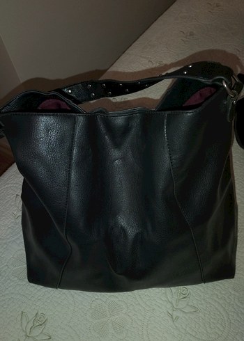 Kemerli Siyah Deri Midi kol Cantasi - Görsel 8