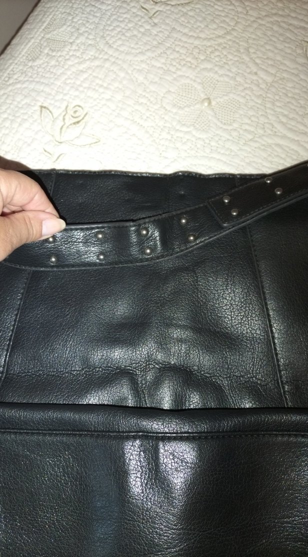 Kemerli Siyah Deri Midi kol Cantasi - Görsel 4