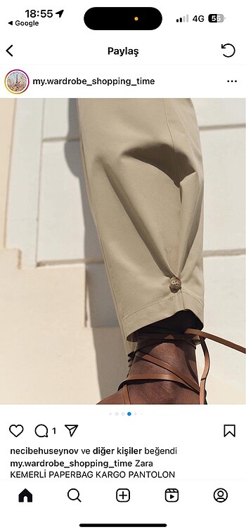 l Beden Zara paperbag kemerli pantolon