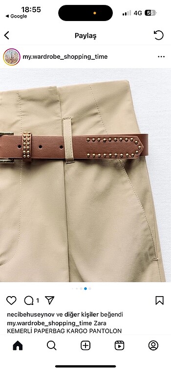 Zara Zara paperbag kemerli pantolon