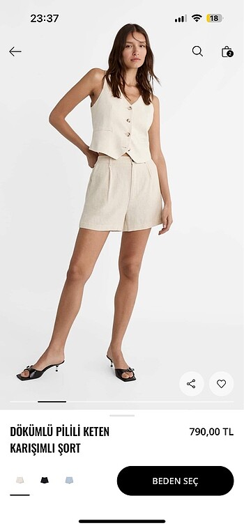 Stradivarius Stradivarius Bej Keten Şort