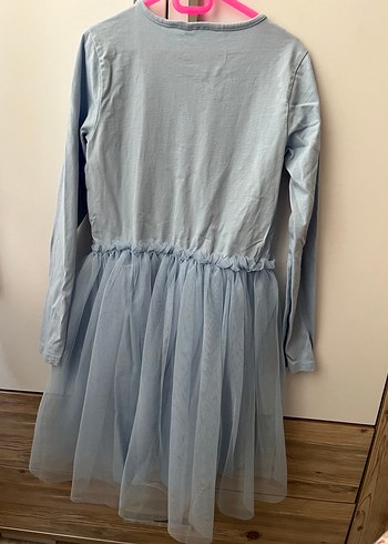 Mavi Uzun Kollu Kız Çocuk Elbise - Görsel 3