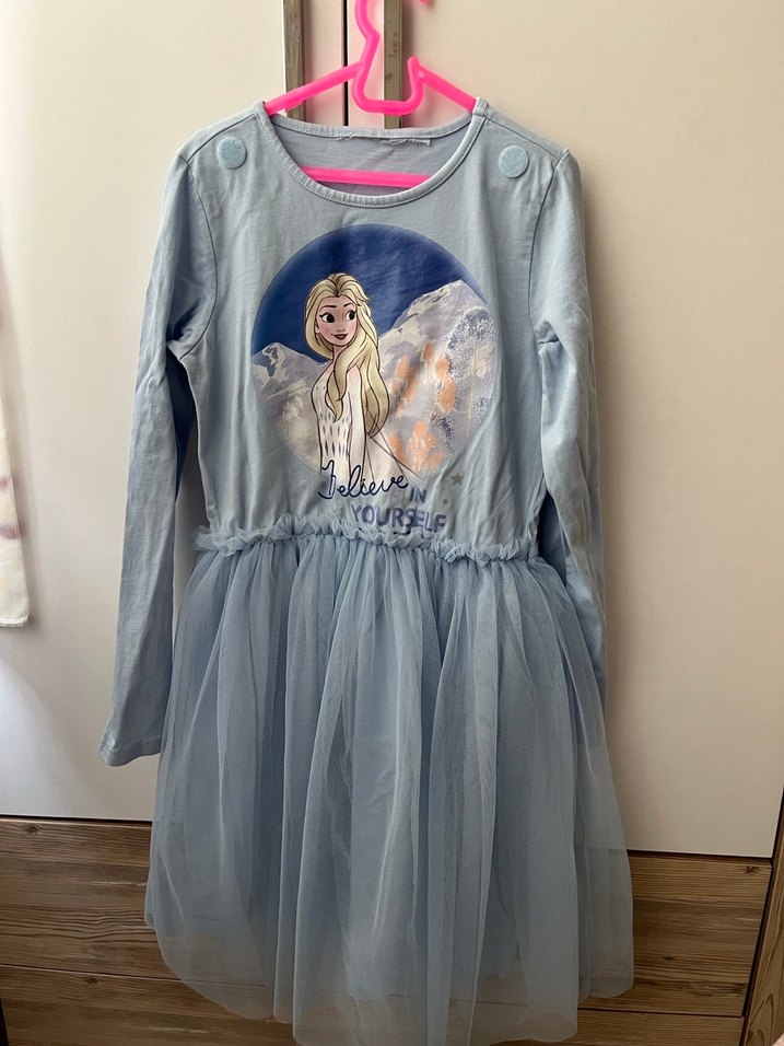 Mavi Uzun Kollu Kız Çocuk Elbise - Görsel 4