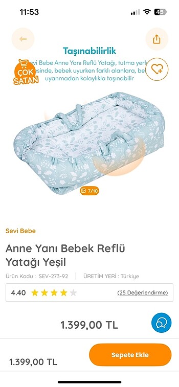 Anne Yanı Bebek Reflü Yatağı Yeşil - Görsel 4