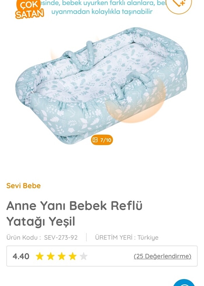 Anne Yanı Bebek Reflü Yatağı Yeşil - Görsel 4