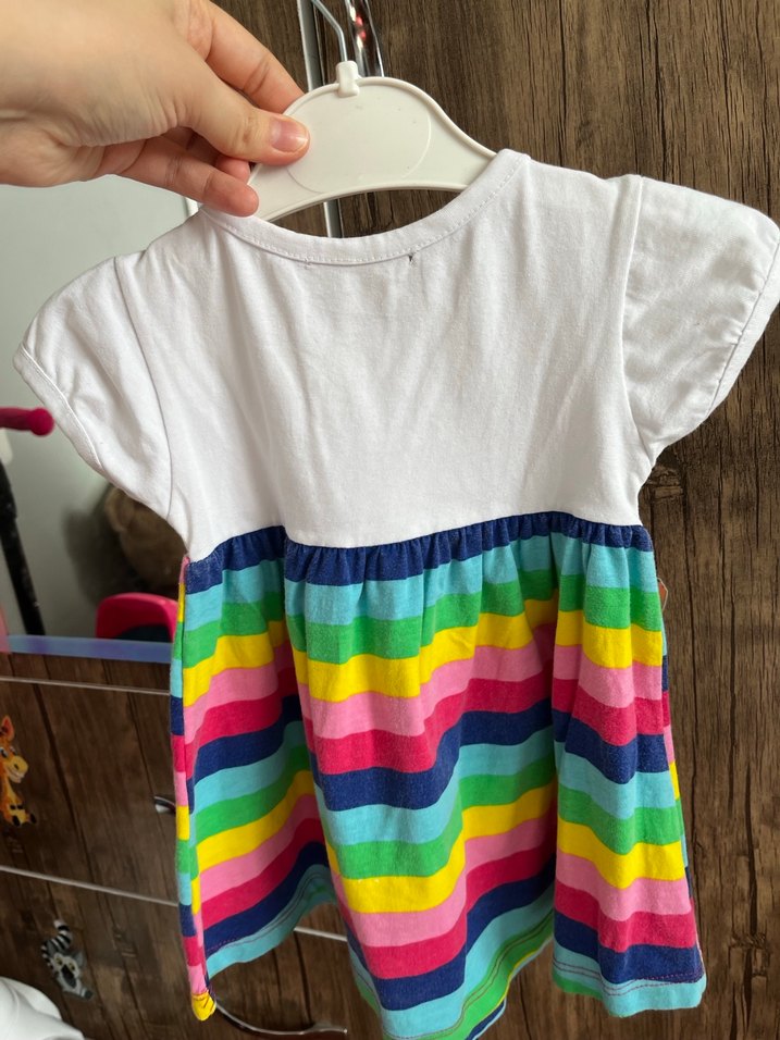 Çiçek Detaylı Renkli Kız Çocuk Elbise - Görsel 2