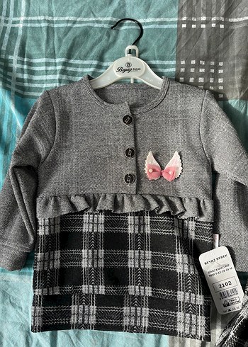 Gri Uzun Kollu Bebek Kız Takım - Görsel 2