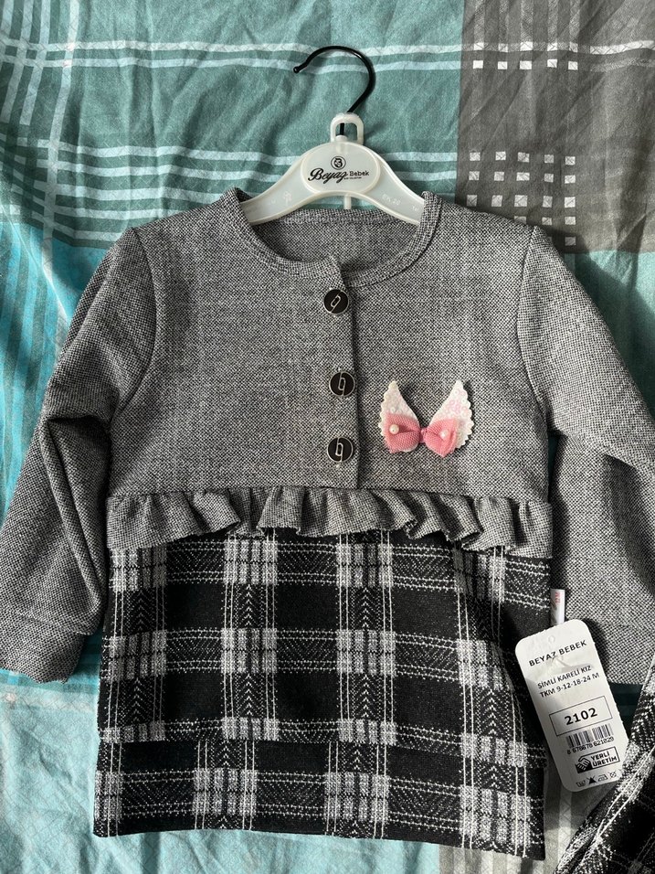 Gri Uzun Kollu Bebek Kız Takım - Görsel 2