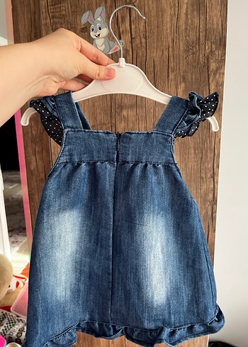 Kız Çocuk Kot Elbise Nakışlı Fırfırlı - Görsel 2