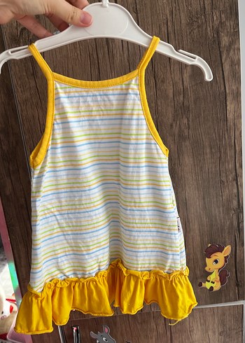 Nakışlı Sarı Fırfırlı Kız Elbisesi - Görsel 2