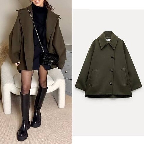 Zara oversize kısa kaban