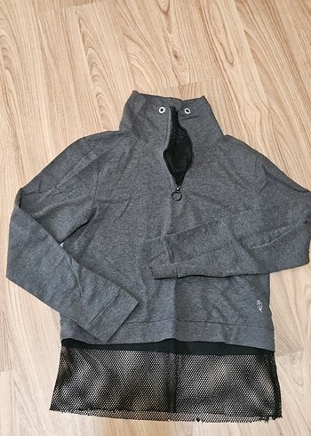Kadın Gri Yarım Fermuarlı Sweatshirt