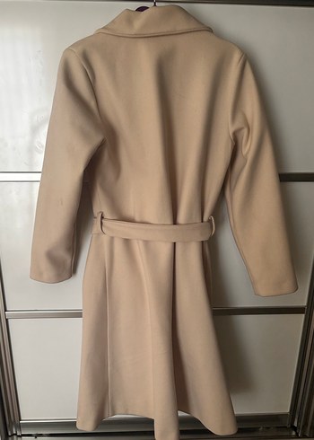 Bej Midi Kadın Kaban Çift Düğmeli - Görsel 5