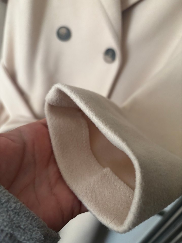 Bej Midi Kadın Kaban Çift Düğmeli - Görsel 4