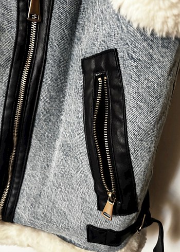 Kadın Kot Kürklü Kolsuz Kısa Mont - Görsel 5