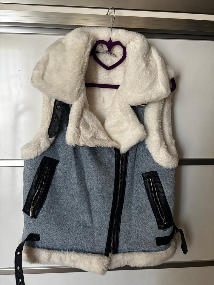 Kadın Kot Kürklü Kolsuz Kısa Mont - Görsel 3