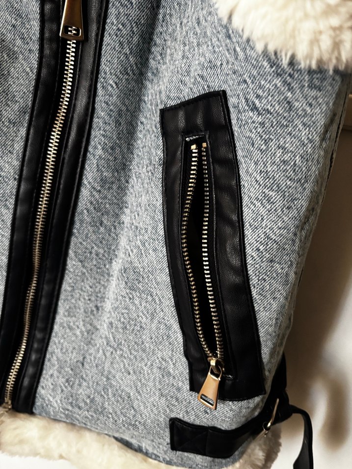 Kadın Kot Kürklü Kolsuz Kısa Mont - Görsel 5