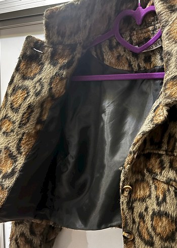 Kahverengi Leopar Desenli Kısa Kadın Ceket - Görsel 4